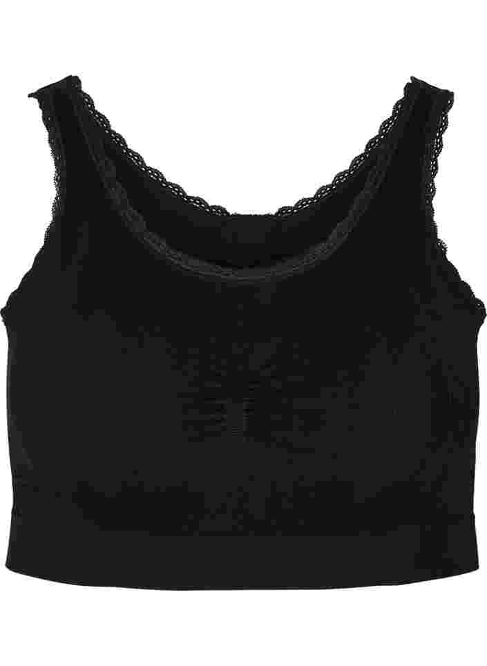 Soft, lace trim bra, Black, Packshot image number 0