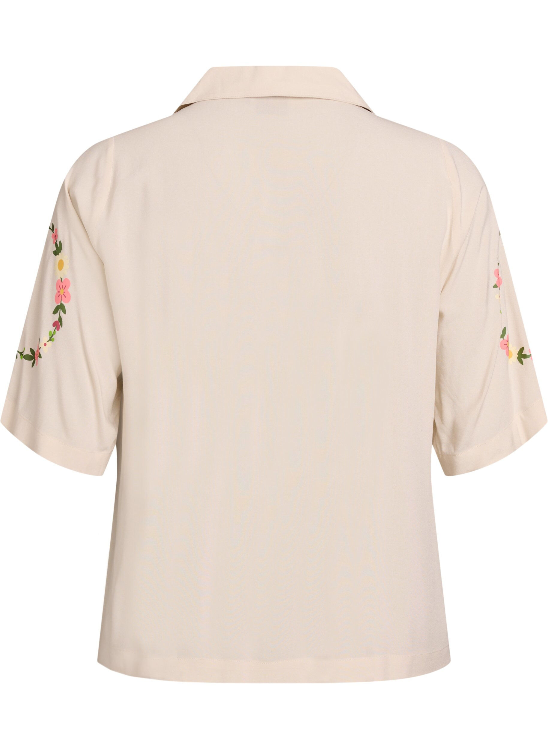 Zizzifashion Viscose pyjama top with tie fastening and floral print, Beige, Packshot image number 1