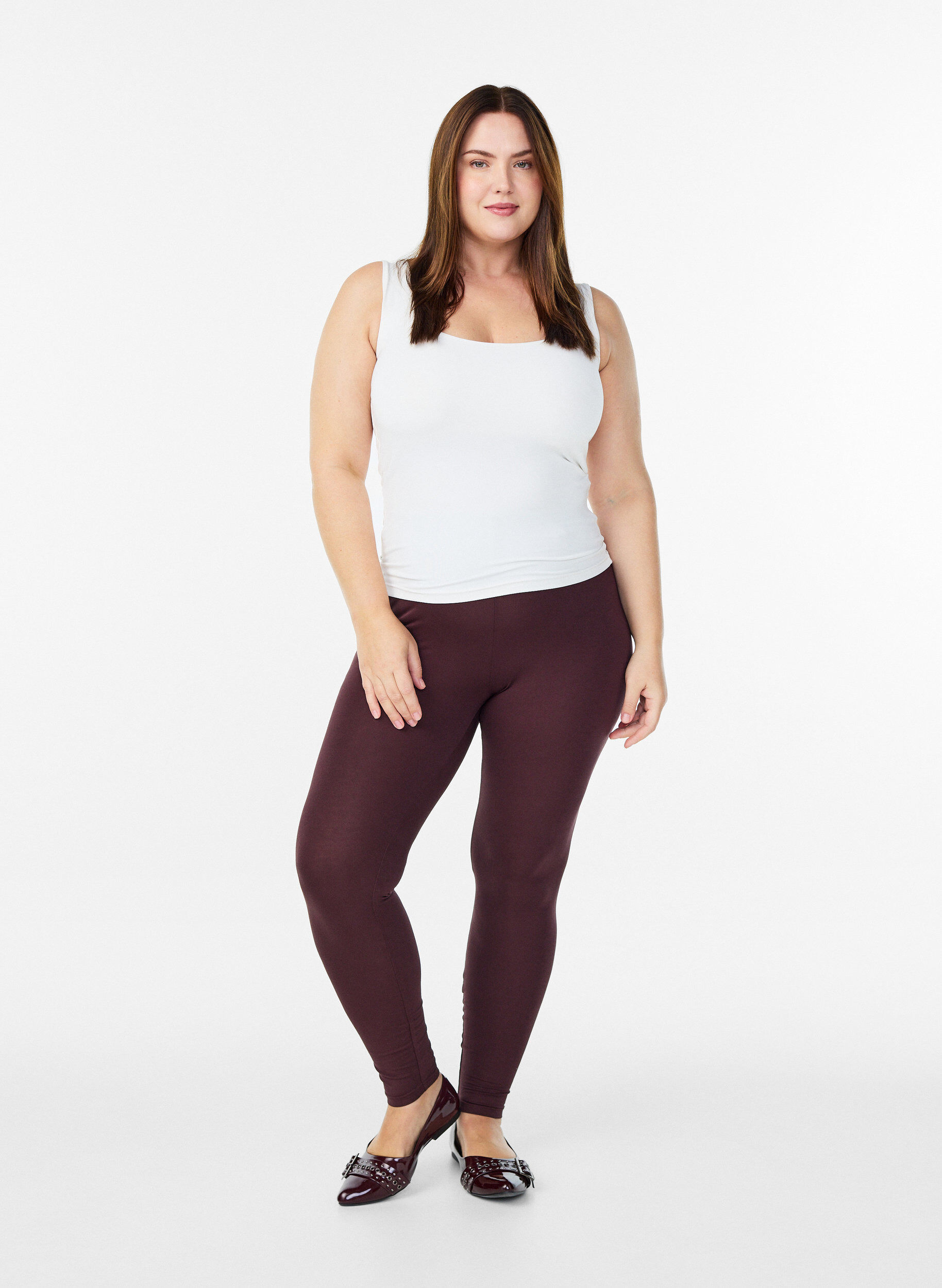 ZizzifashionBasic leggings in viscose, Dark Bordeaux, Model image number 1