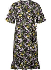 Printed wrap dress with short sleeves 