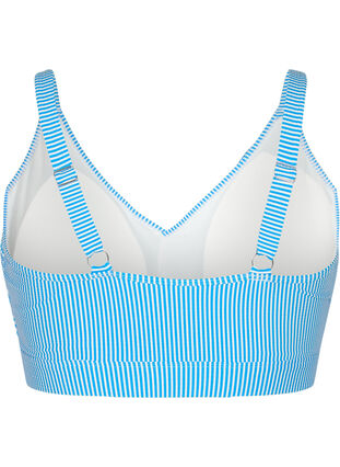 Striped bikini top with ruffle, BlueWhite Stripe AOP, Packshot image number 1