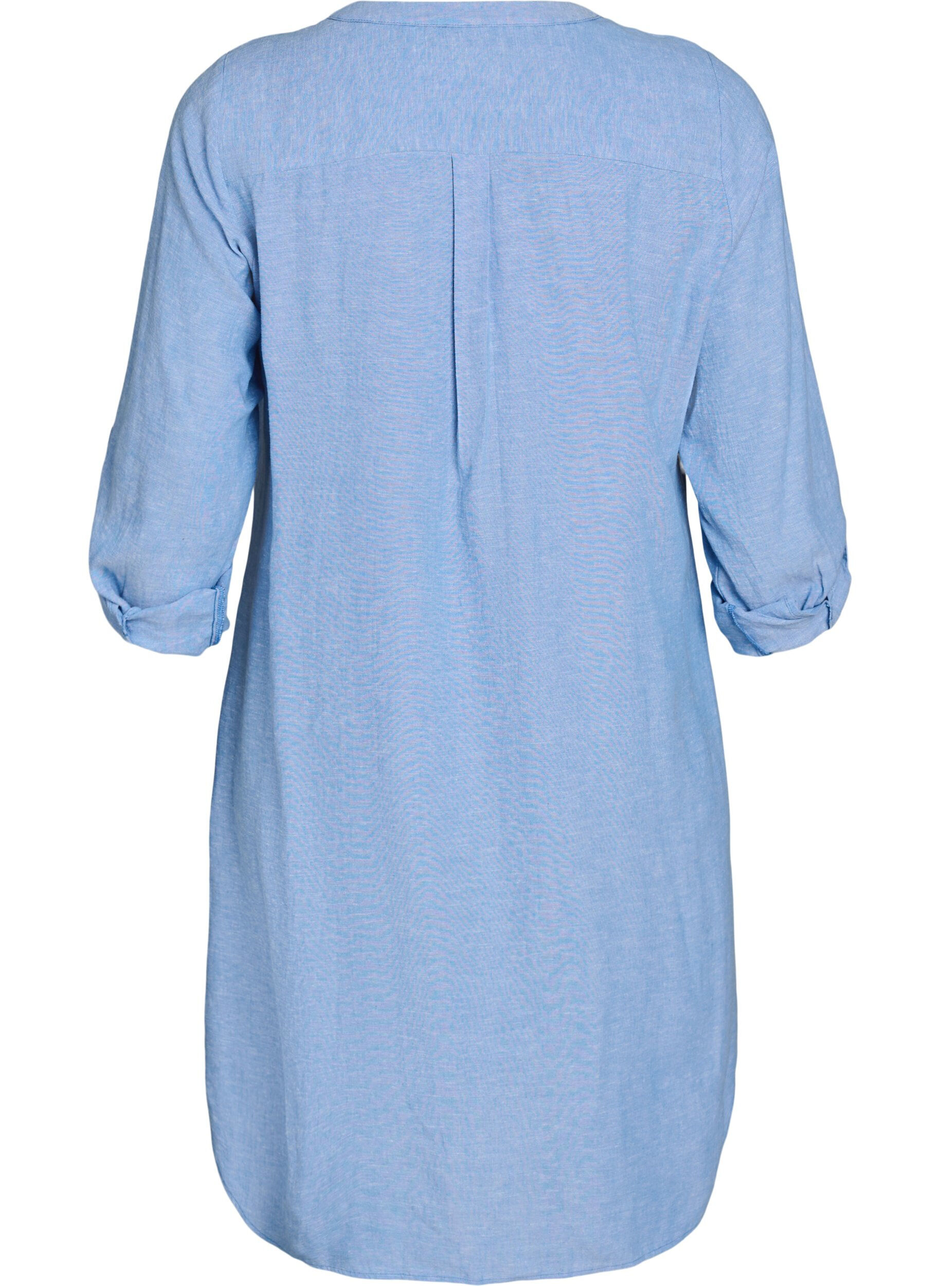 Zizzifashion Long shirt in linen and viscose, Blue, Packshot image number 1