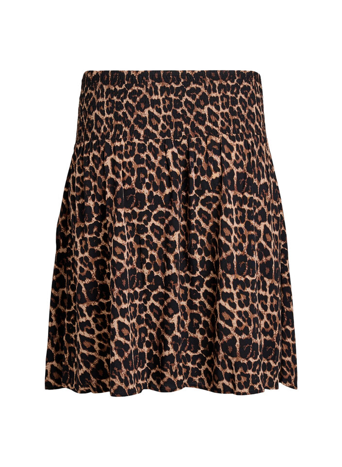 FLASH - Short skirt with smocked waist, Brown, Packshot image number 1