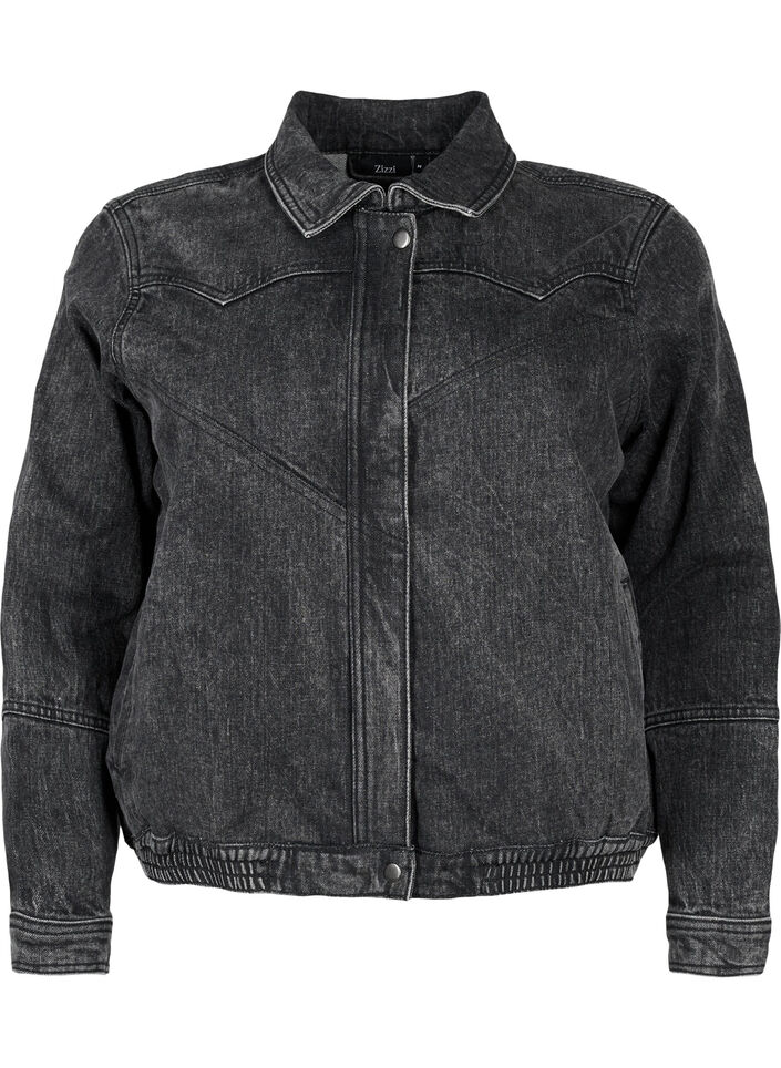 Denim jacket with hidden zip, Dark Grey Denim, Packshot image number 0