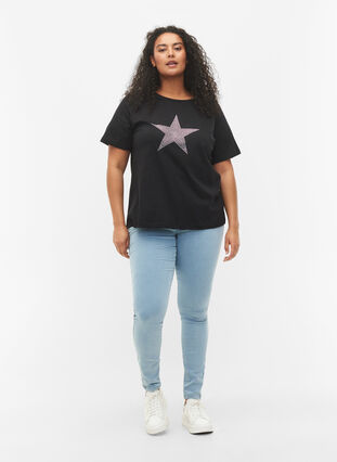 T-shirt in organic cotton with studs, Black Star , Model image number 2