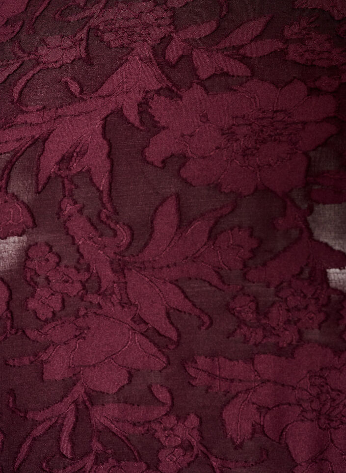 Sheer blouse with floral texture and long sleeves, Red, Packshot image number 2