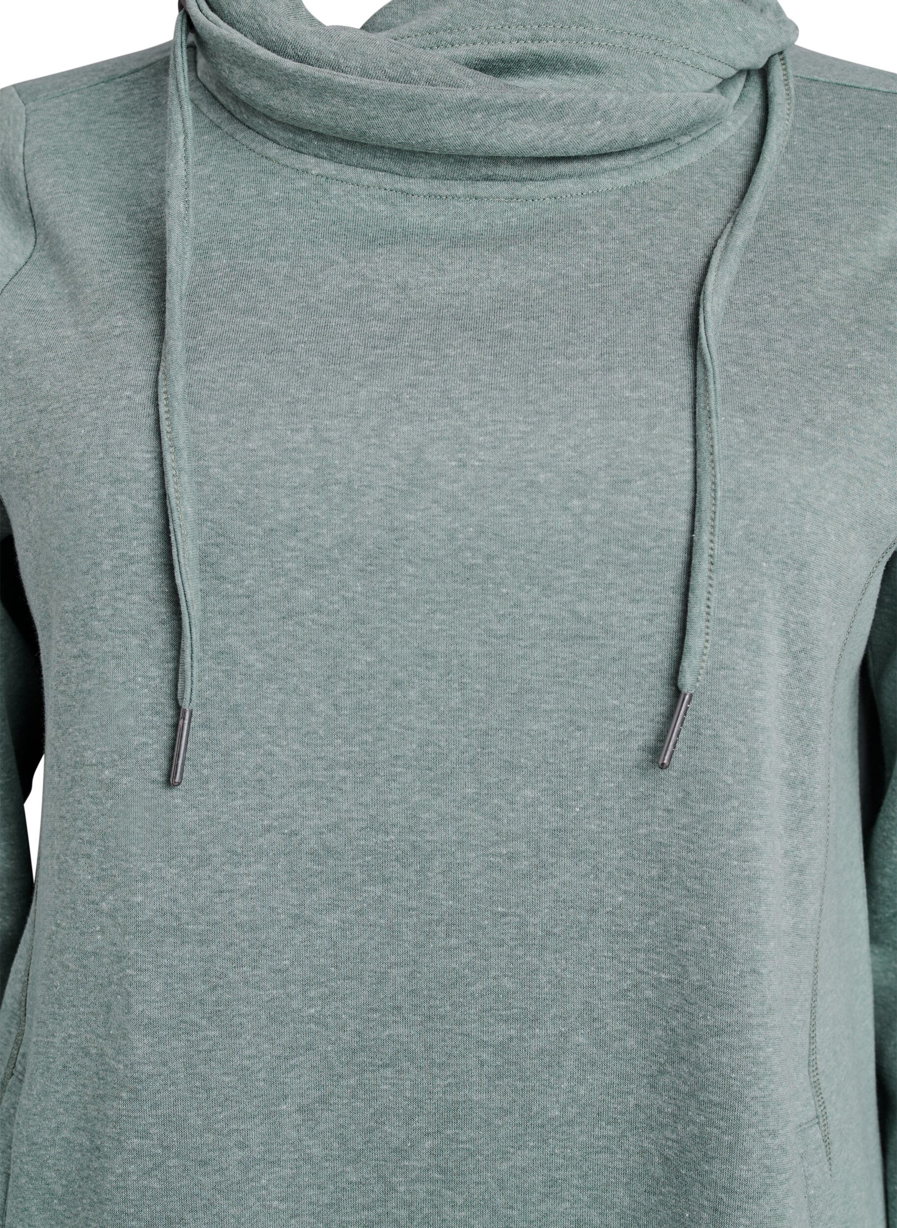 Zizzifashion FLASH - Short sweatshirt dress with high collar and pockets, Green, Packshot image number 2