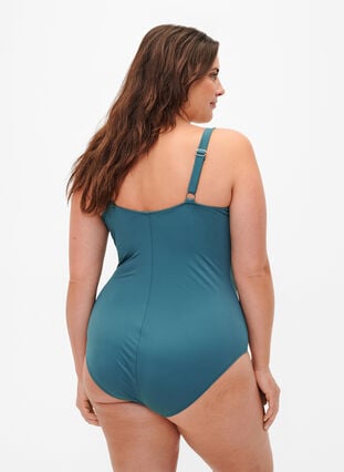 Quilted swimsuit with drapes, Balsam, Model image number 1