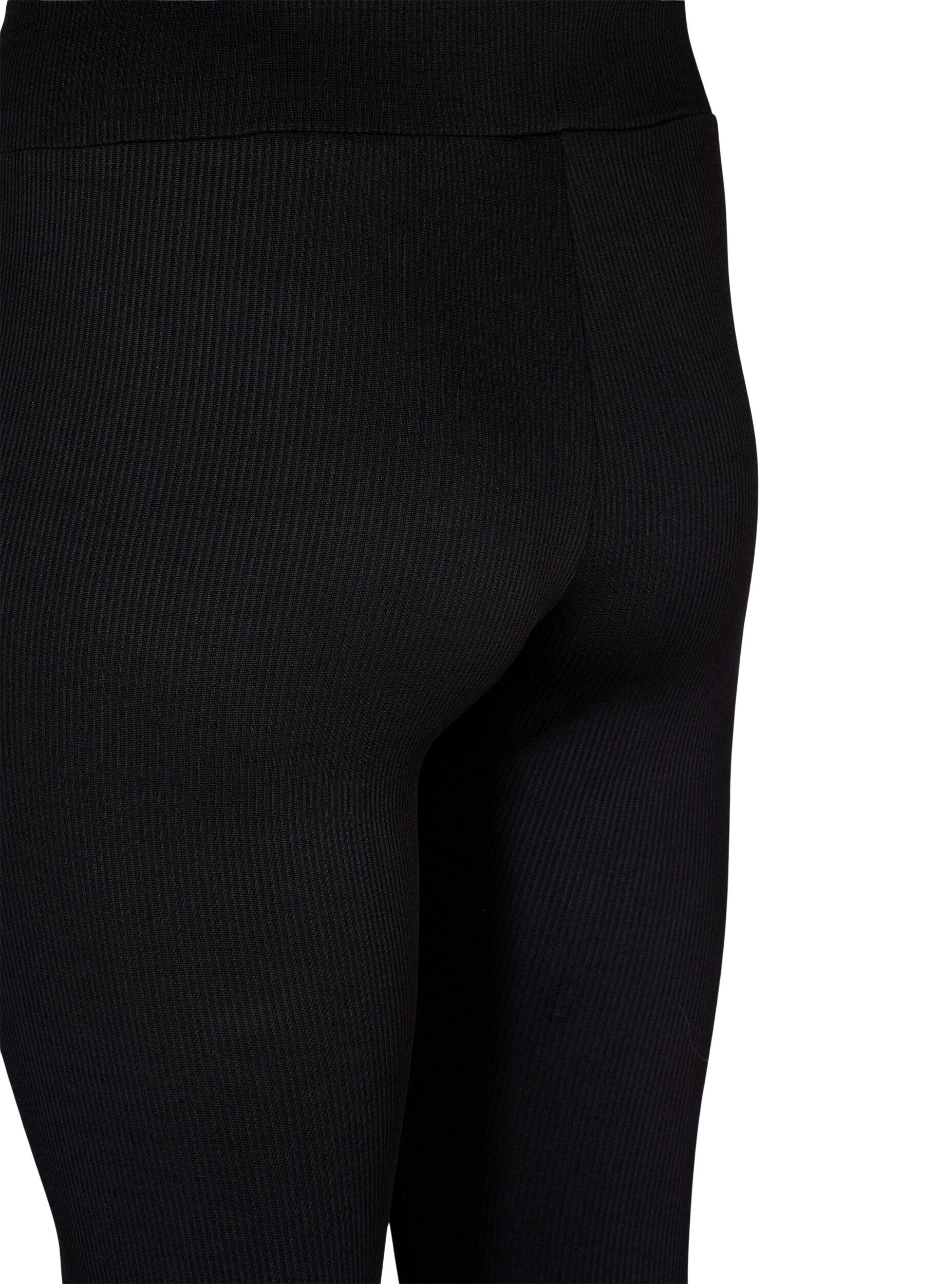 Zizzifashion Leggings with stretch and ribbed structure, Black, Packshot image number 3