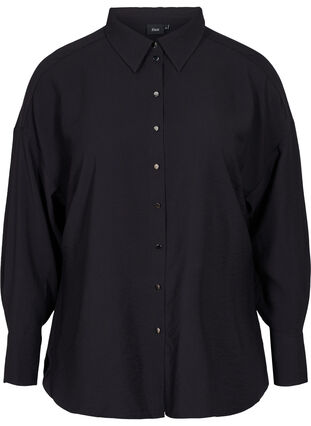 Long-sleeved viscose shirt, Black, Packshot image number 0
