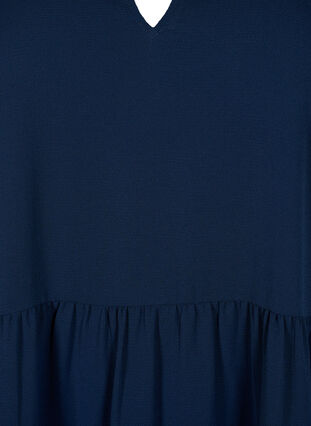 Short sleeve dress with a-line and cutlines, Navy Blazer, Packshot image number 2
