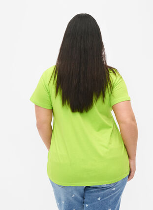 Cotton t-shirt with print, Lime Green w. Bella, Model image number 1