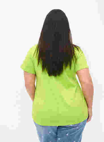 Cotton t-shirt with print, Lime Green w. Bella, Model image number 1