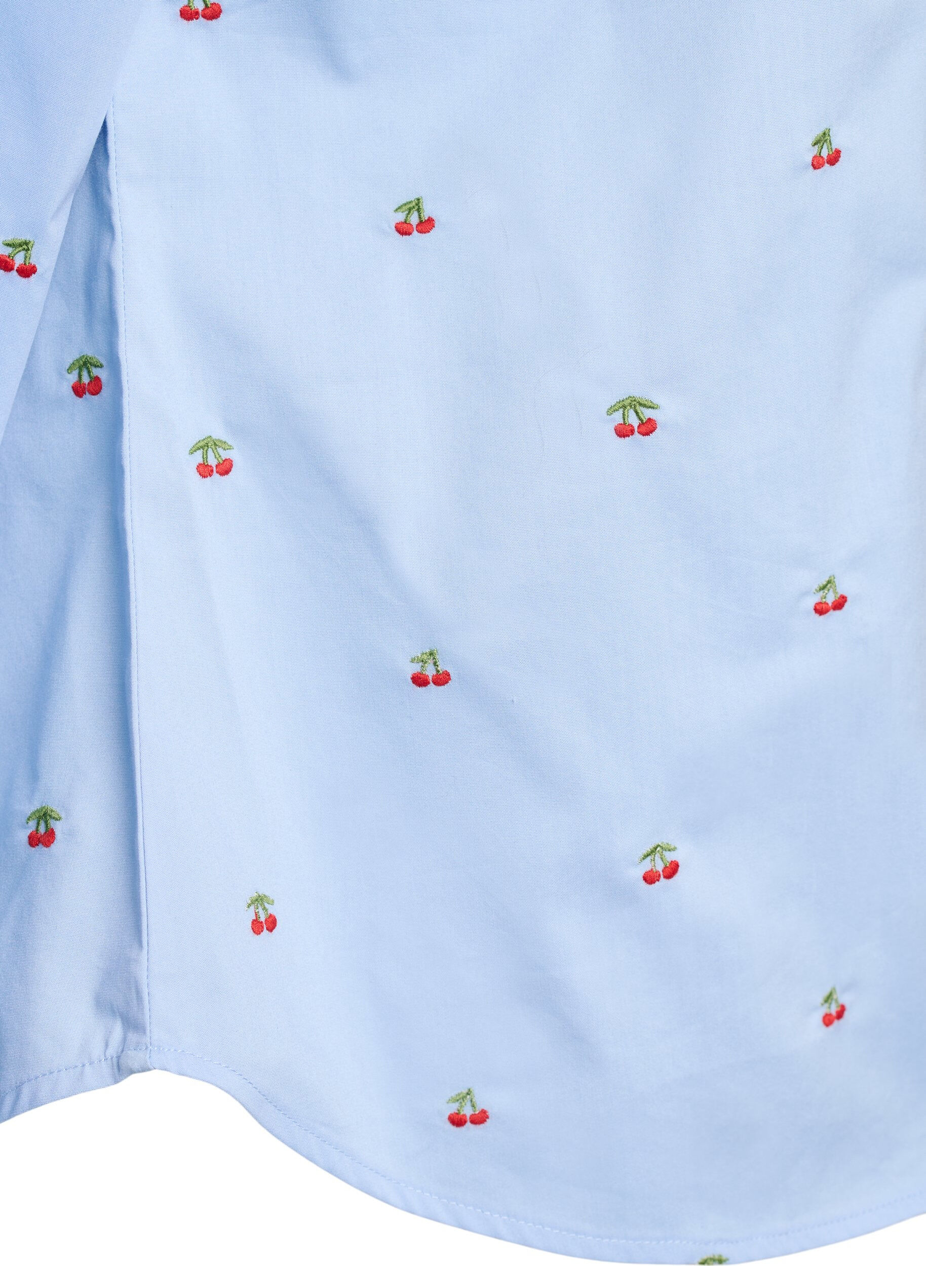 Zizzifashion Shirt with embroidered cherries, Light Blue, Packshot image number 3