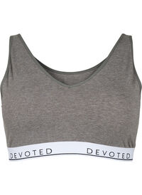 Soft bra top with V-neckline and text print