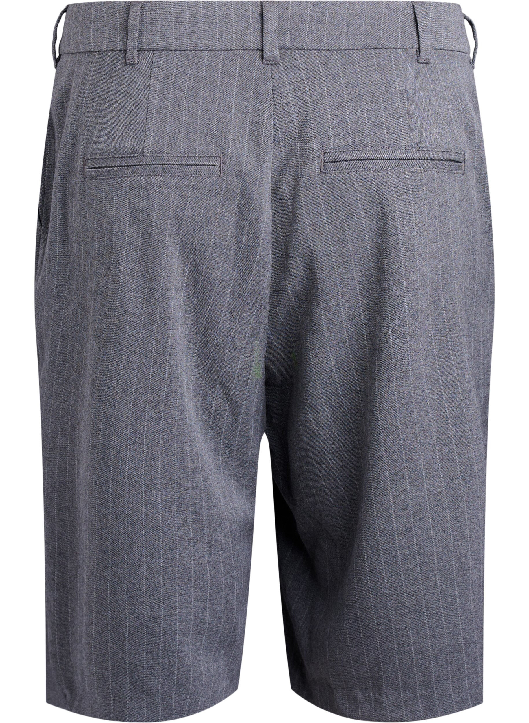 Zizzifashion Pinstriped Bermuda shorts with a loose fit, Dark Grey, Packshot image number 1
