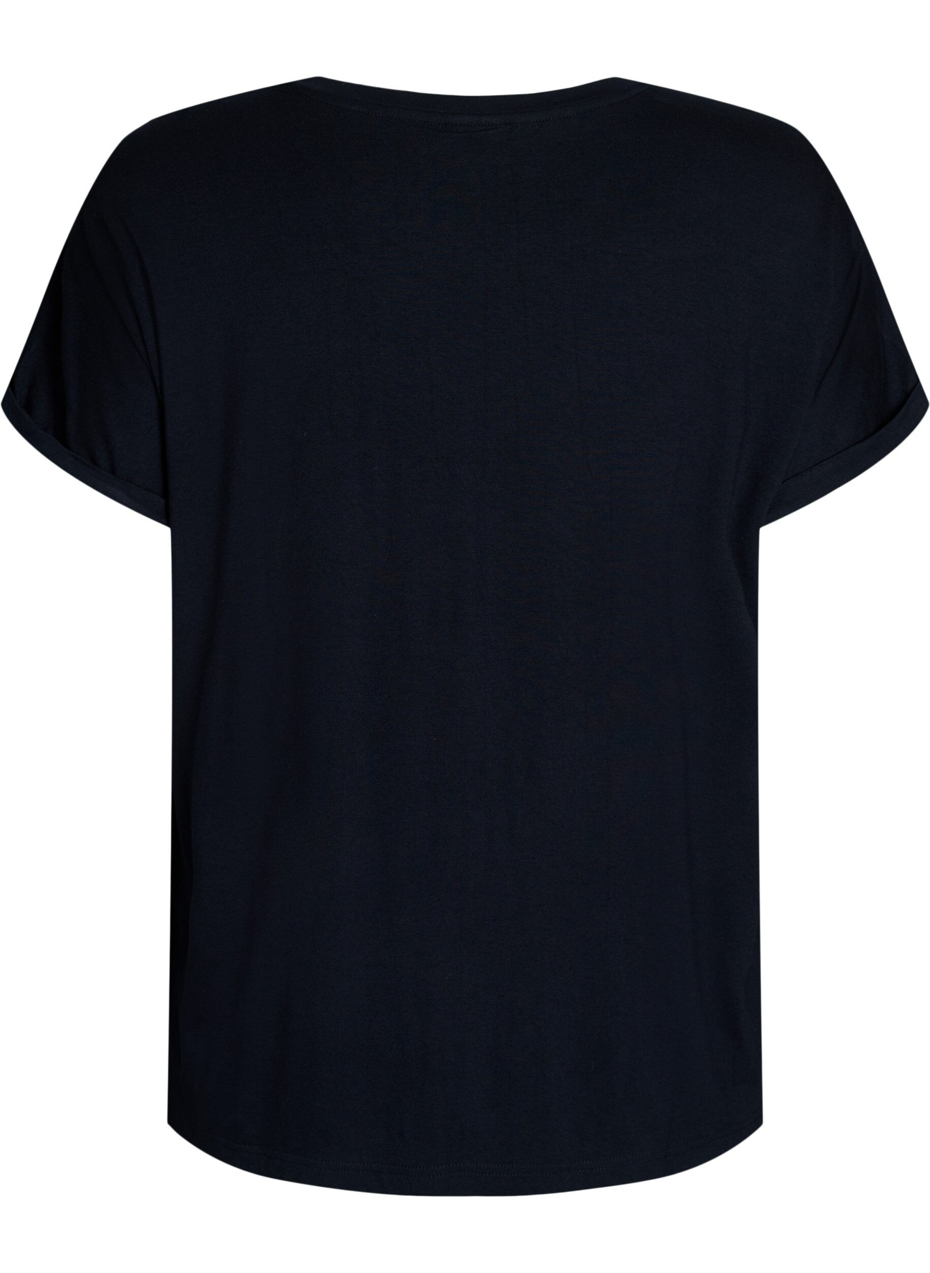 Zizzifashion Loose viscose night tee, Black, Packshot image number 1