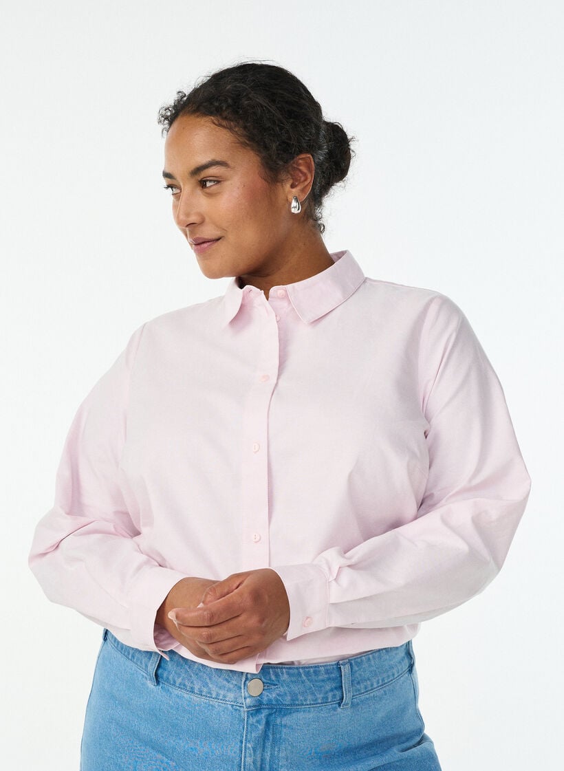 Long-sleeved cotton shirt, Pink, Model image number 0