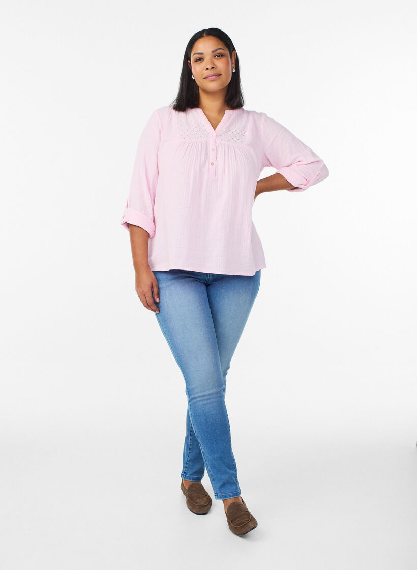 Slim fit Emily jeans with normal waist, Light Blue, Model image number 0