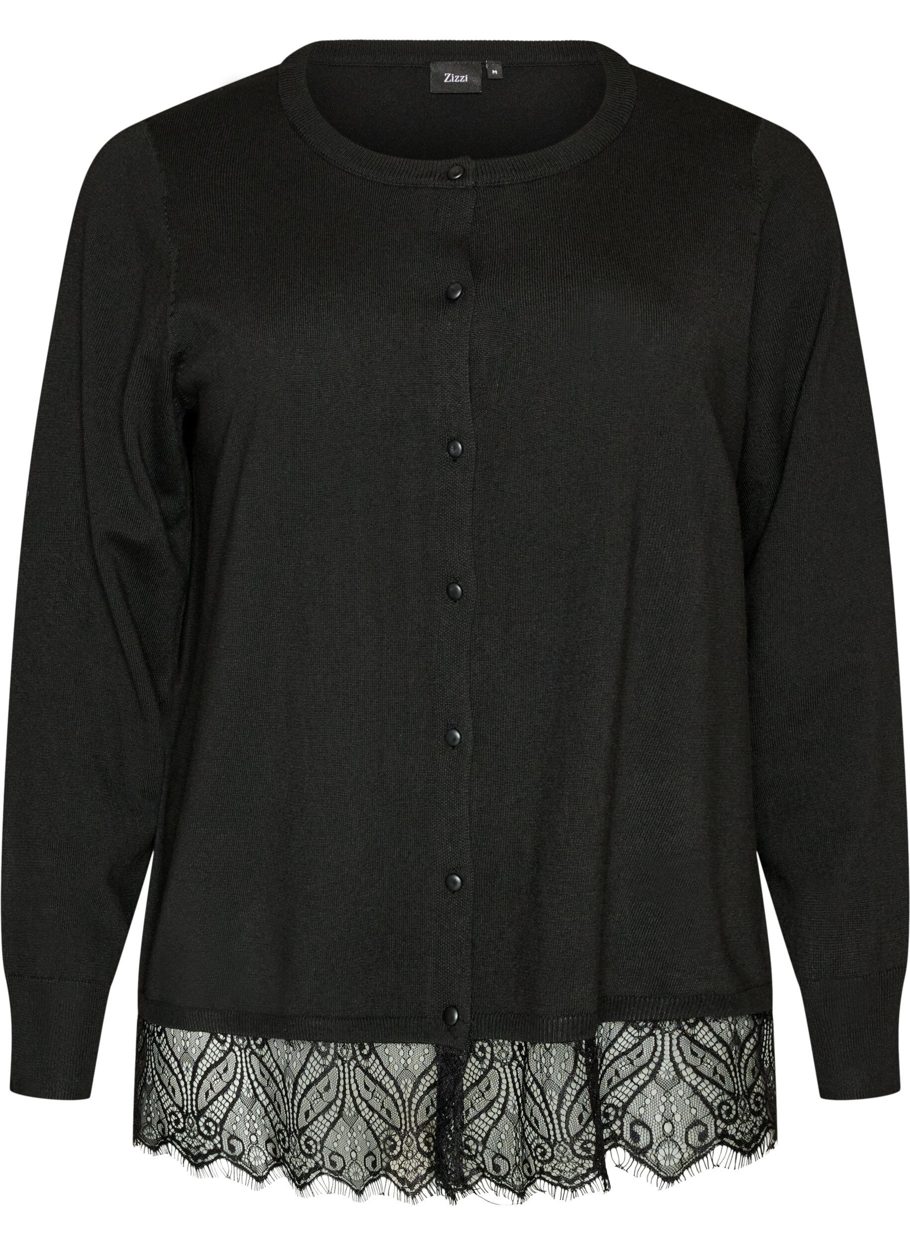 Cardigan with a wide lace hem
