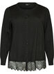 Cardigan with a wide lace hem, Black, Packshot image number 0