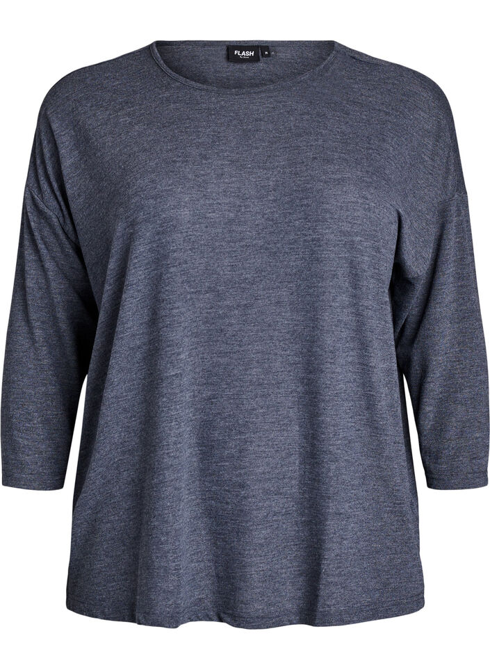 Jersey blouse with 3/4 sleeves, Dark Grey, Packshot image number 0