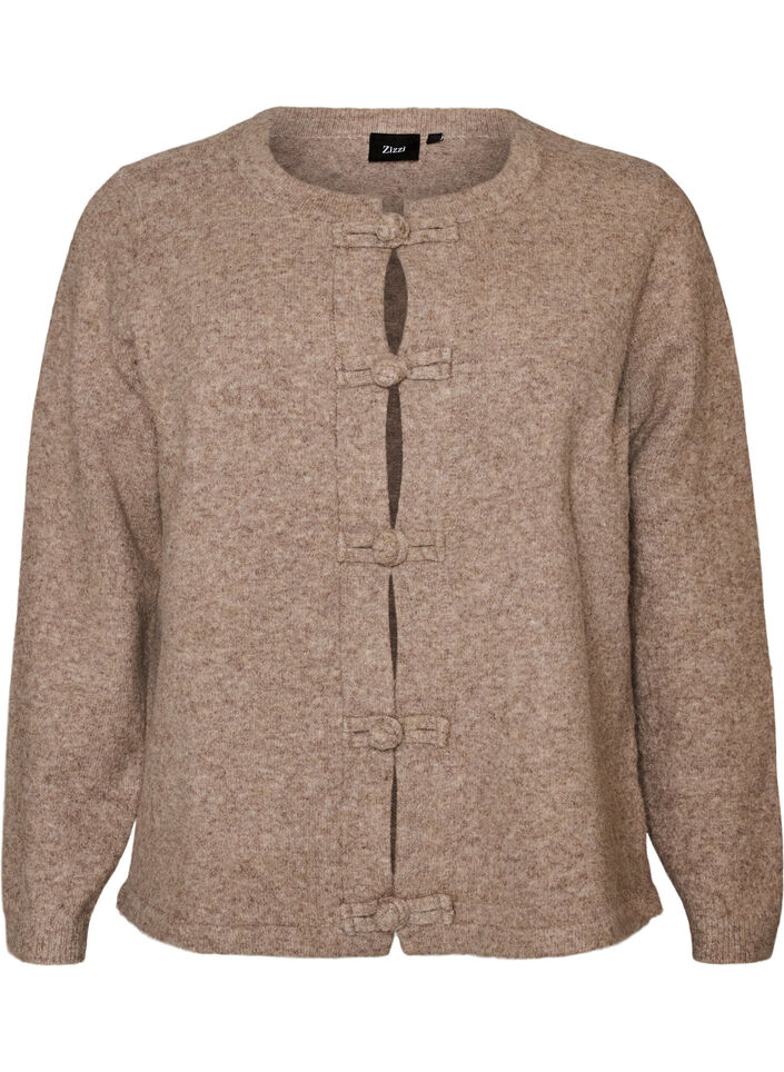 Cardigan with knot fastenings, Beige, Packshot image number 0