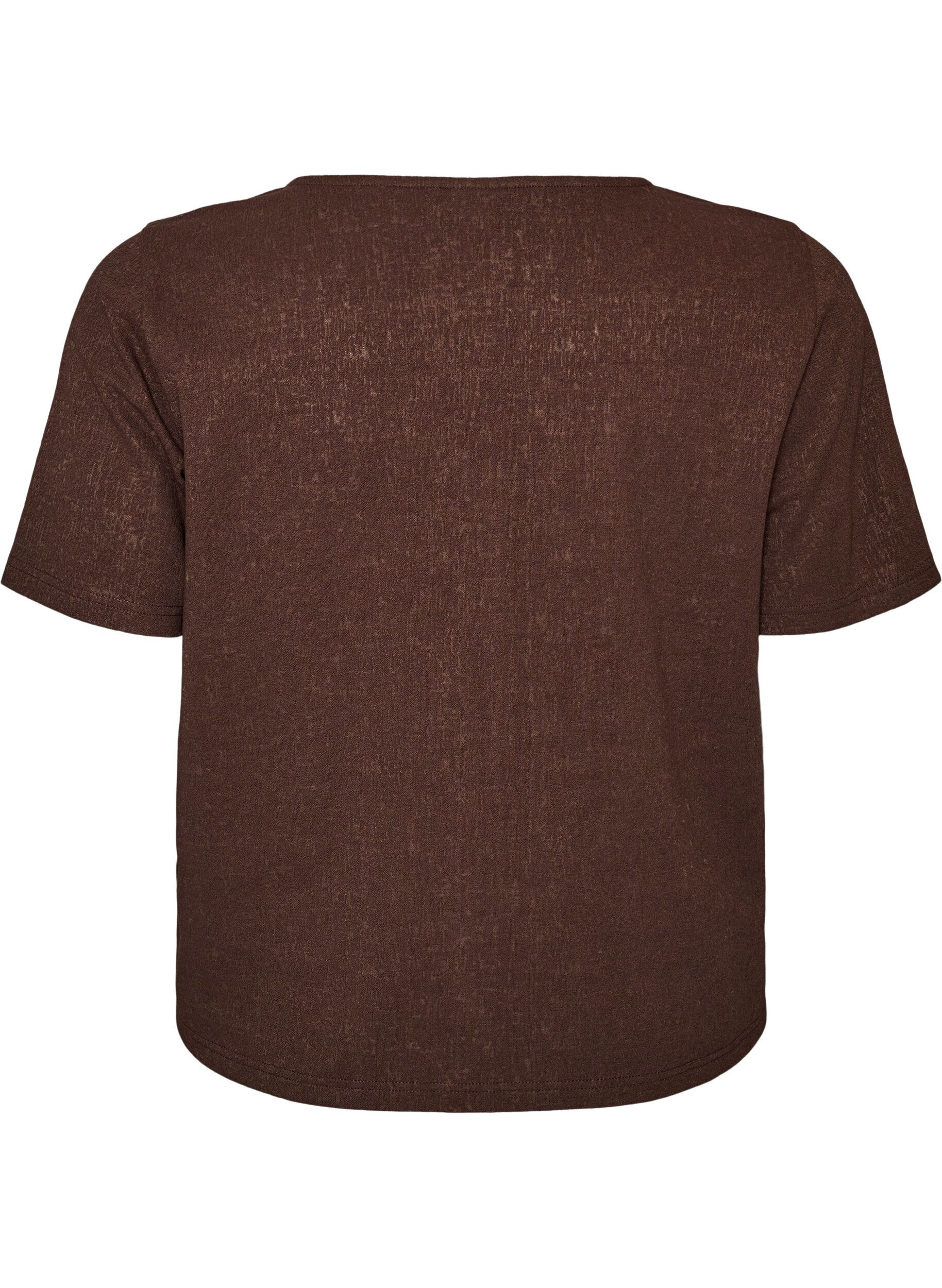 ZizzifashionTextured cotton blouse with button fastening, Brown, Packshot image number 1