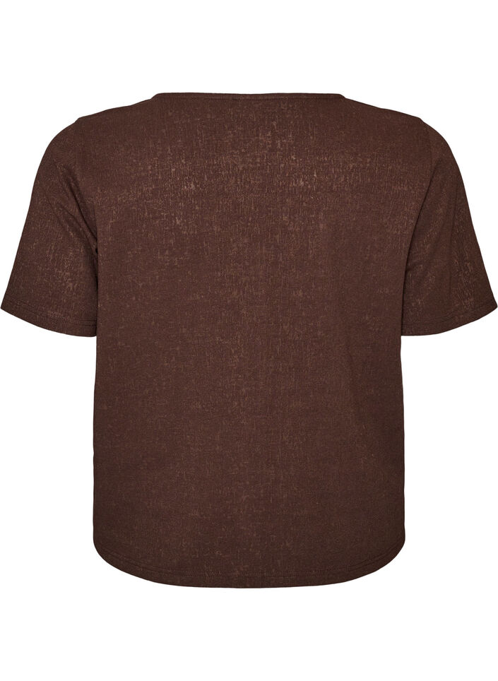 Textured cotton blouse with button fastening, Brown, Packshot image number 1