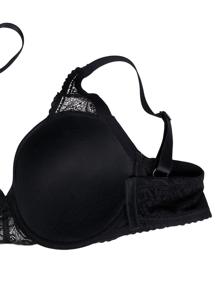 Moulded bra with lace, Black, Packshot image number 3