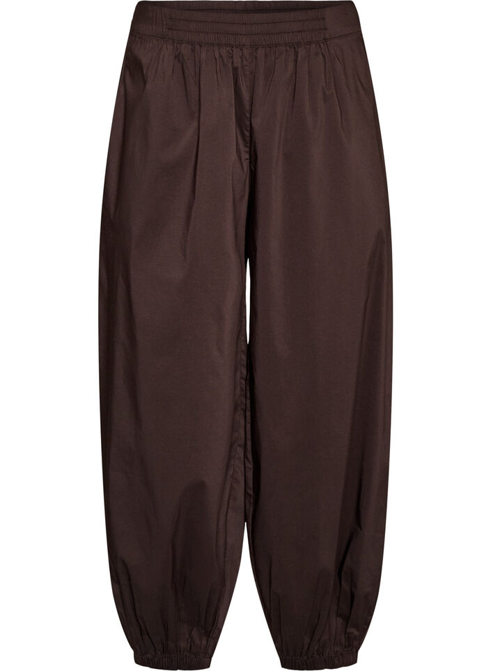 Balloon trousers with pockets and an elasticated waistband, Brown, Packshot
