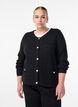 Cardigan with textured knit and decorative buttons, Black, Model image number 0
