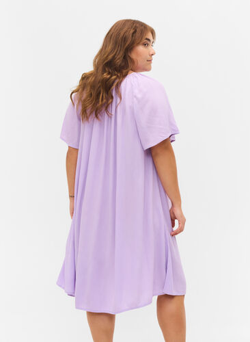 Short-sleeved viscose dress, Lavendula, Model image number 1