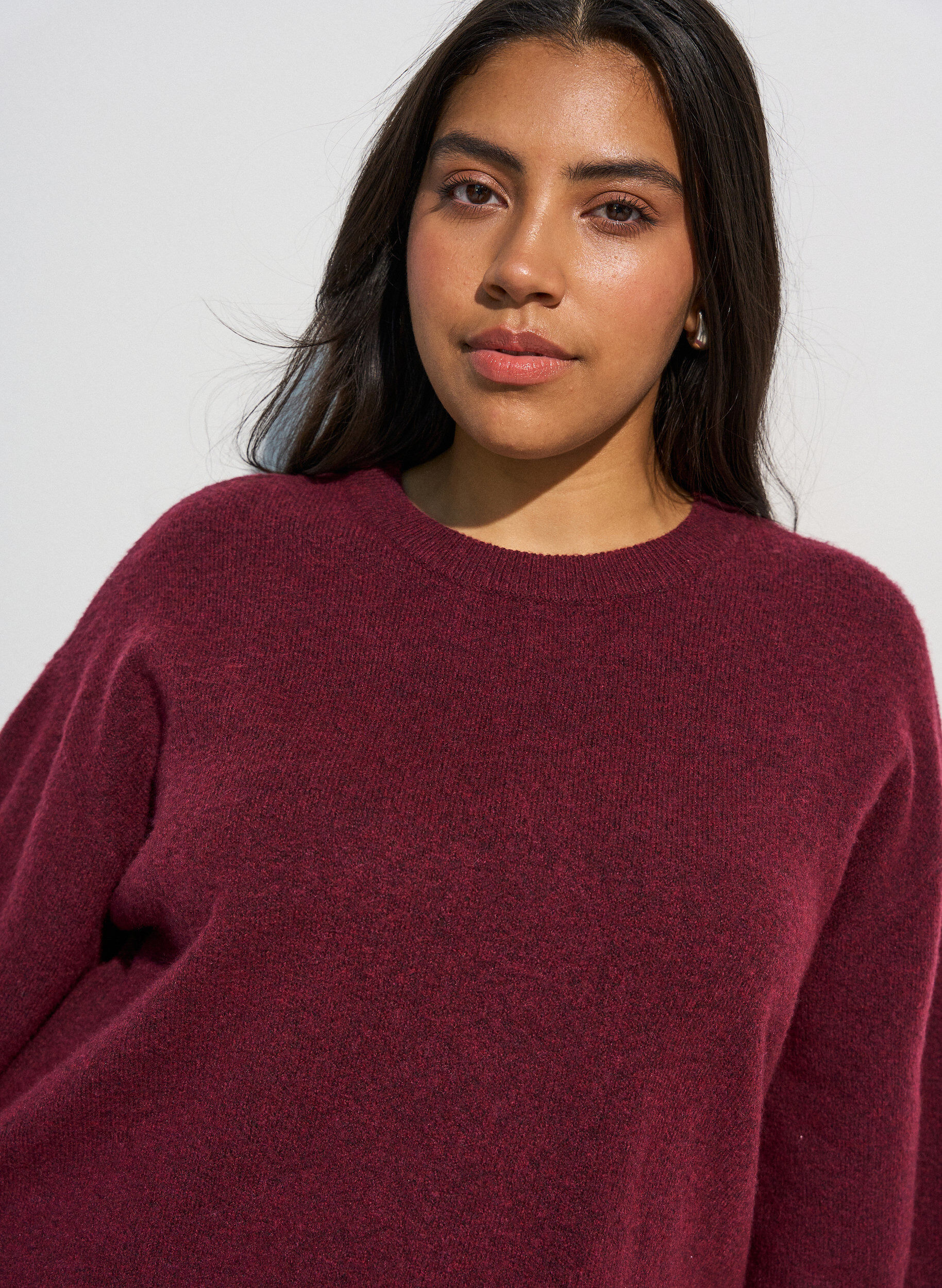 ZizzifashionLoose knitted blouse with short sleeves, Red, Model image number 3