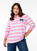 Striped polo shirt with terry detailing, Bubblegum w. White, Model image number 0
