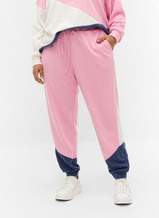 Sweatpants with colour block, C. Pink C. Blocking, Model image number 3