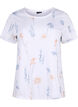Organic cotton T-shirt with floral print, White W. Blue flower, Packshot image number 0