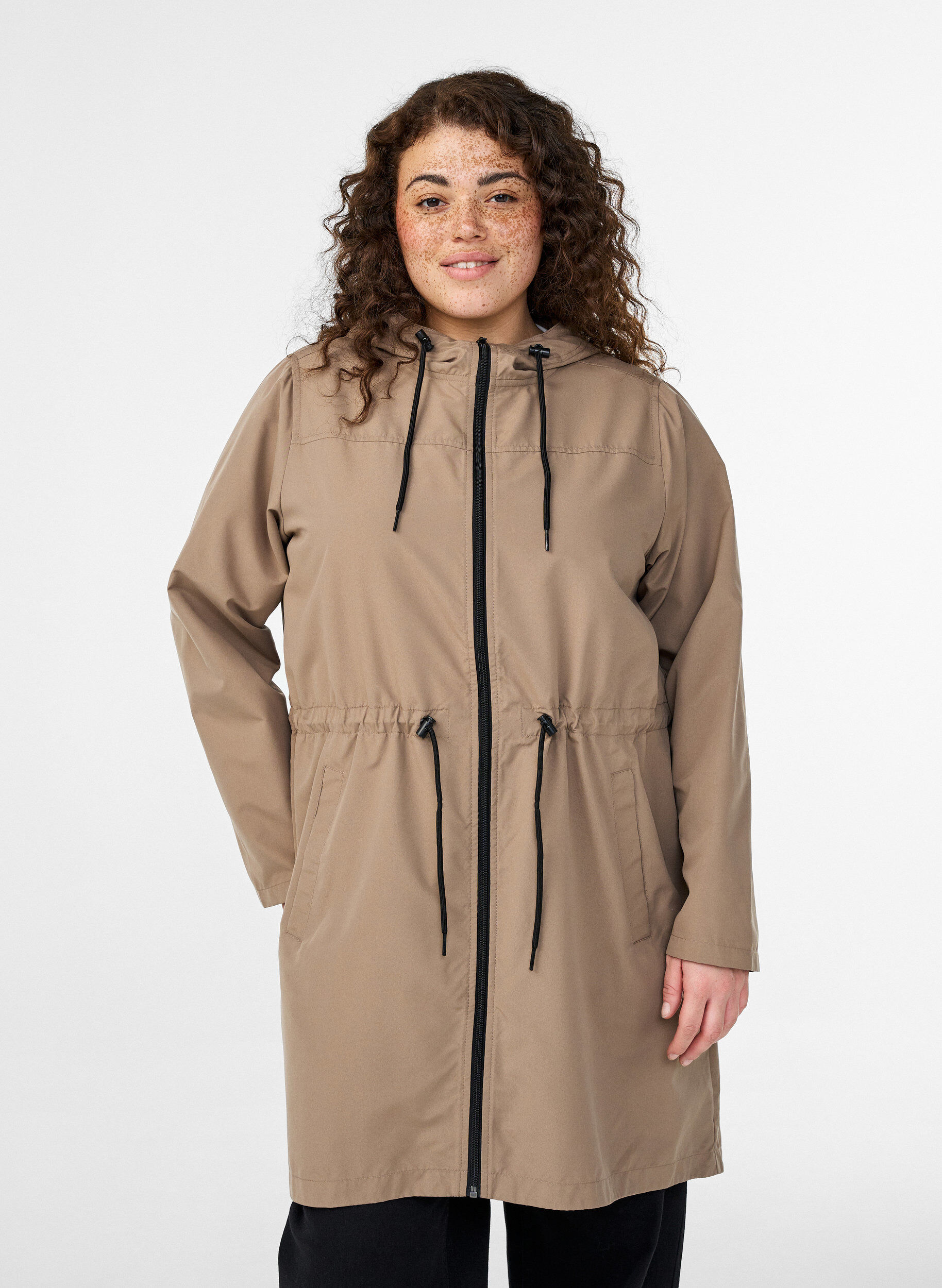 ZizzifashionLightweight parka with a hood, Brown, Model image number 0