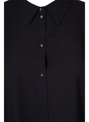 Long viscose shirt with slits, Black, Packshot image number 2