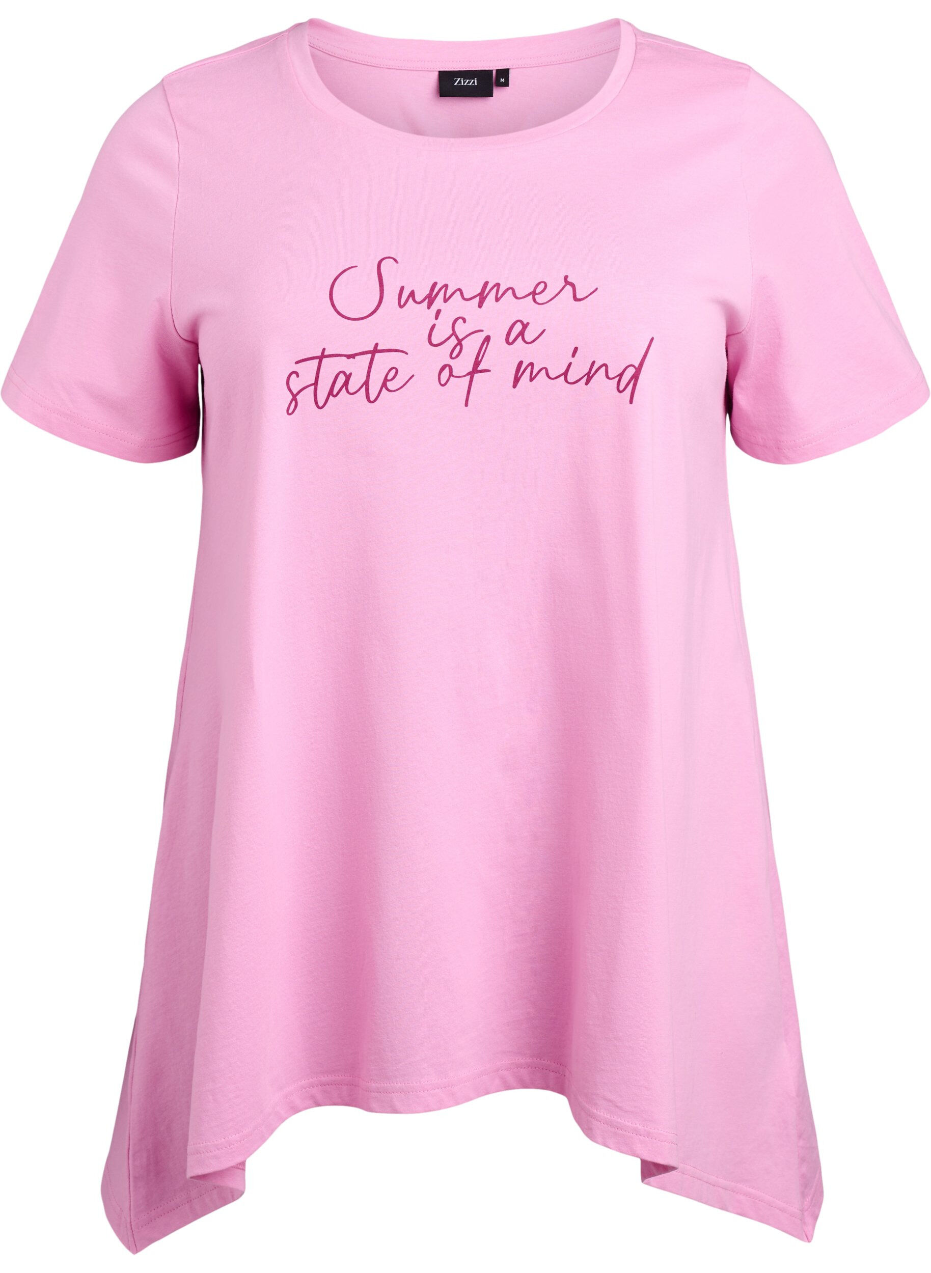 ZizzifashionT-shirt with a round neck and A-line shape, Pink, Packshot image number 0