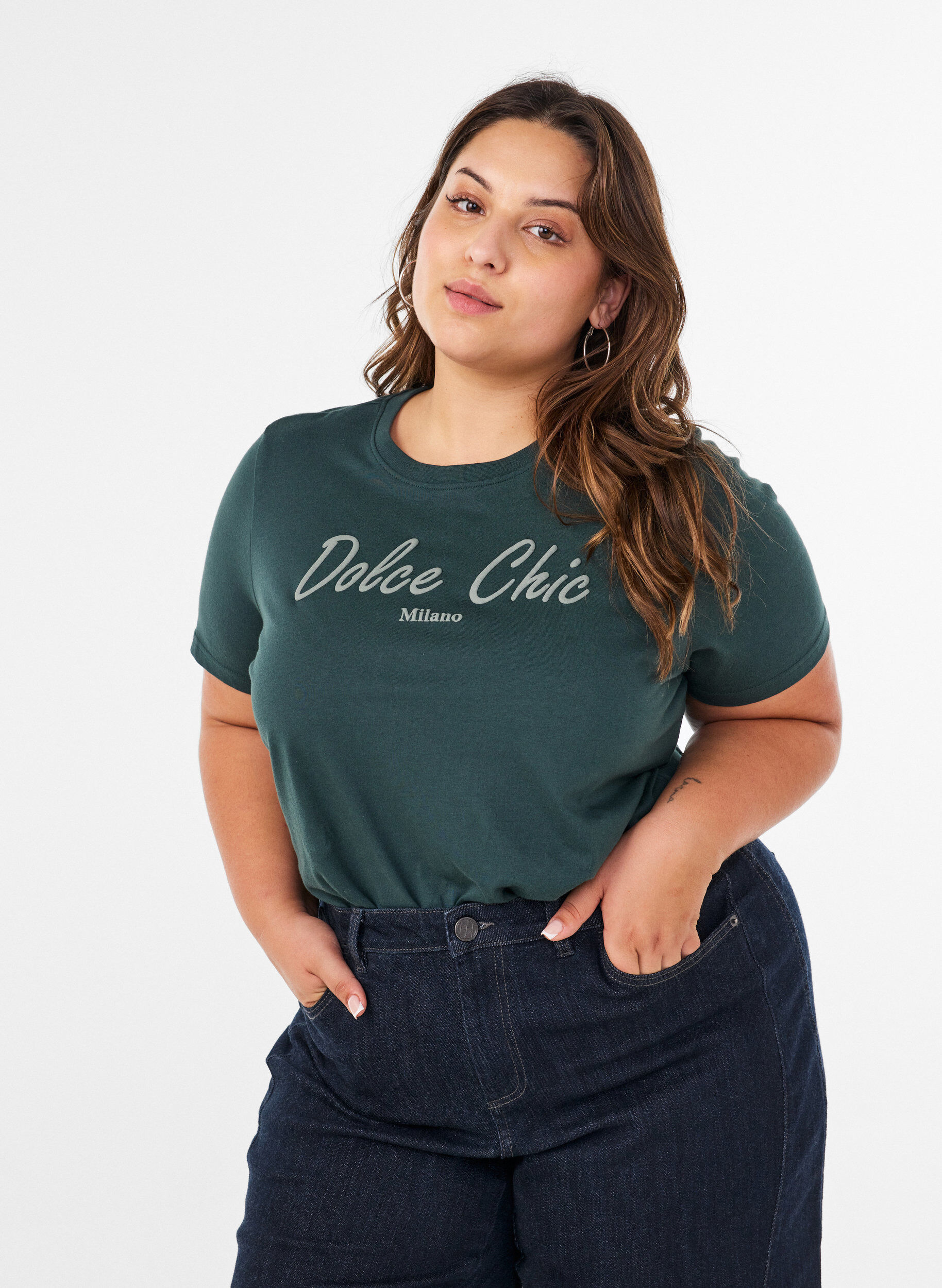ZizzifashionT-shirt in organic cotton with print, Green, Model image number 0