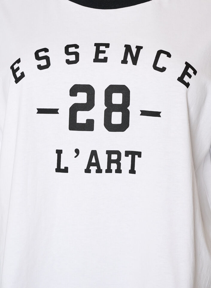 Cotton T-shirt with text print and boxy fit, White, Packshot image number 2