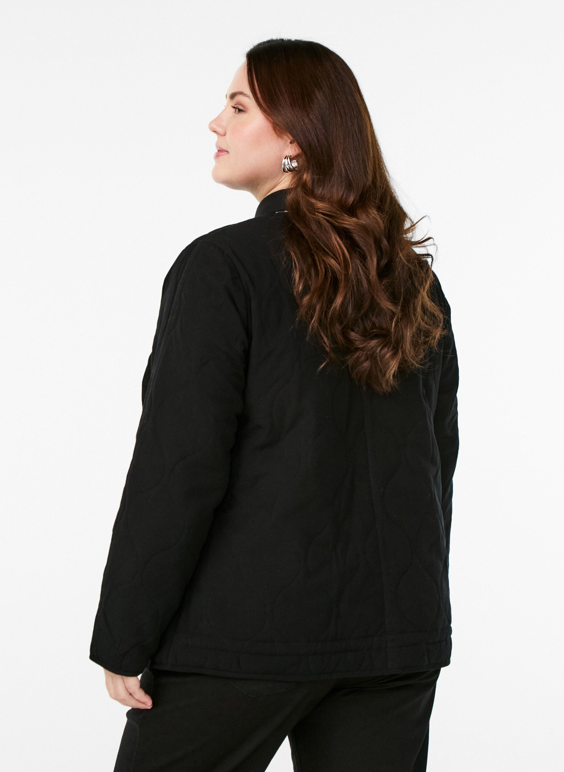 Zizzifashion Quilted jacket with buttons and pockets, Black, Model image number 2