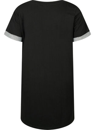 Short-sleeved sweat dress with pockets, Black, Packshot image number 1