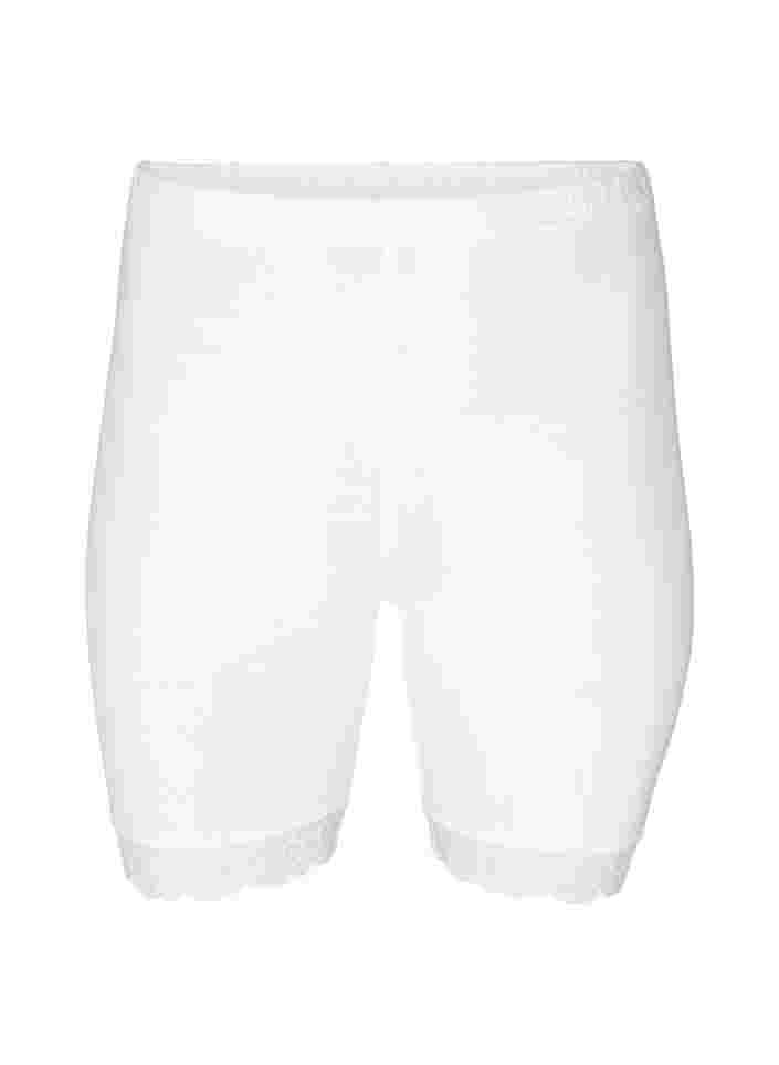 Cycling shorts with lace trim, Bright White, Packshot image number 0