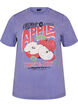 Cotton T-shirt with front print and a washed look, Purple, Packshot image number 0