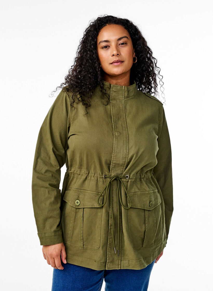 Canvas jacket with pockets, Thyme, Model image number 0