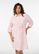 Shirt dress in cotton muslin with embroidered motifs, Rose, Model image number 0