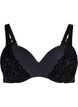 Moulded bra with velvet pattern, Black, Packshot image number 0