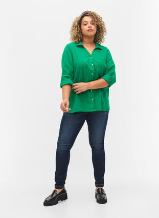 Blouse with 3/4-length sleeves and buttons, Jolly Green, Model image number 2